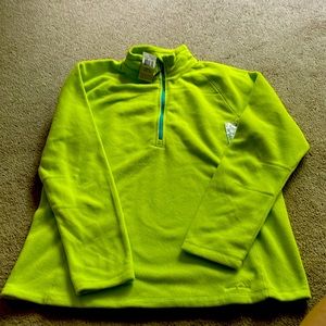 NWT Eddie Bauer fleece quarter zip women’s XL Bright green with teal accents